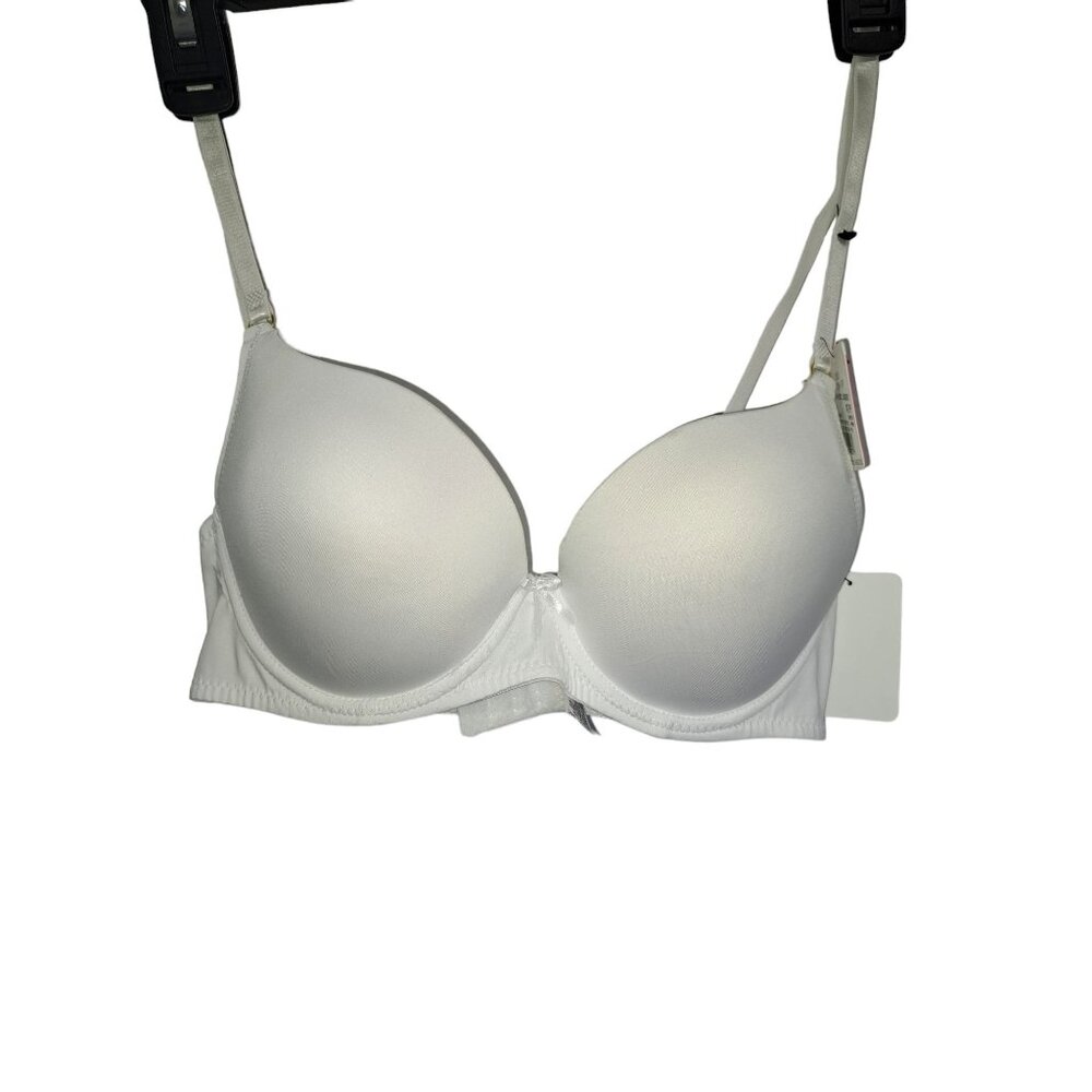 Spree 34C White Padded Underwire Push-up Clasp Back Bra
